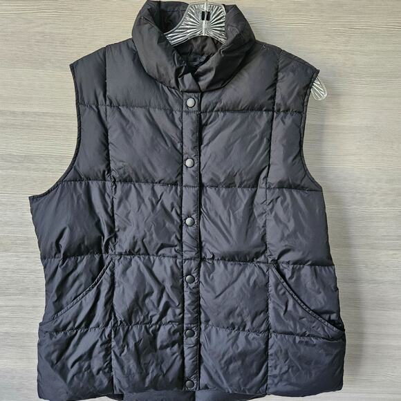 Lands End Puffer Quilted Black Vest Womens Size L 14-16 Nylon Down Gorpcore - Picture 1 of 14